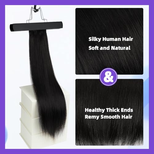 14 Inch Human Hair Ponytail 80g Long Wrap Around Ponytail Natural Black Real Hair Ponytail Extension for Women(14inch,Natural Black)