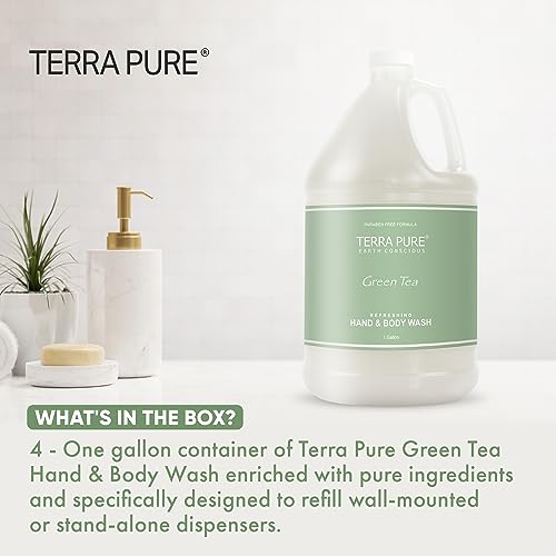 Terra Pure Hotel Hand & Body Wash Soap | Four Gallons | Designed to Refill Soap Dispensers (Set of 4)