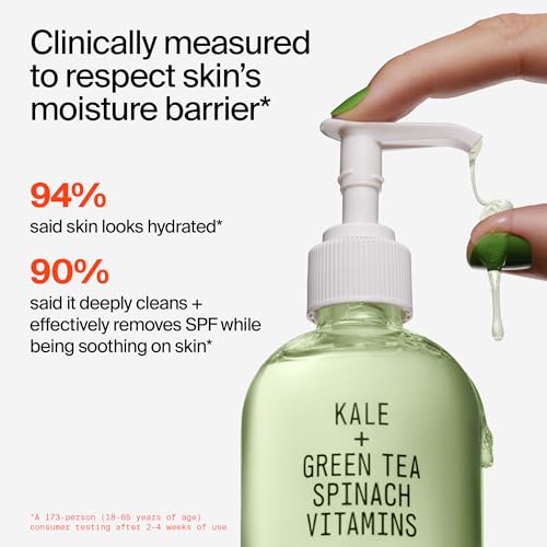 Youth To The People Superfood Facial Cleanser - Kale + Green Tea Daily Face Wash, Gentle Makeup Remover, with Soothing Antioxidants for Glowing Skin, pH Balance, Clean Pores, Sulfate-free, Refillable