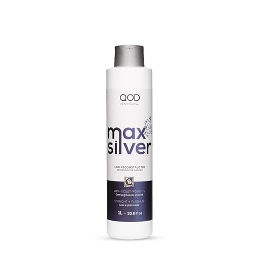 QoD PRO Max Silver Hair Reconstructor, Brazilian Keratin Treatment with Violet Pigments for All Hair Types, Natural, Long-Lasting Straightening Effect, Zero Frizz, Instant Shine, 33.8 oz (1 L)