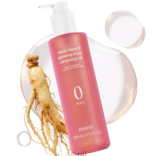 NOONI Korean Cleansing Oil - Snow Aqua 0 Ginseng Deep Cleansing Oil | Makeup Blackhead Remover, Pore Care Control, Glass Skin, Control Sebum, Revitalizing Care, Stocking Stuffers For Women, 6.76 Fl Oz