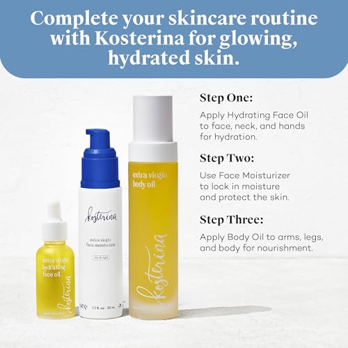 Kosterina - Extra Virgin Hydrating Face Oil ? Absorbent and Lightweight, Gentle Hydrating Formula, Promotes Youthful Skin | 1oz (30 ml)