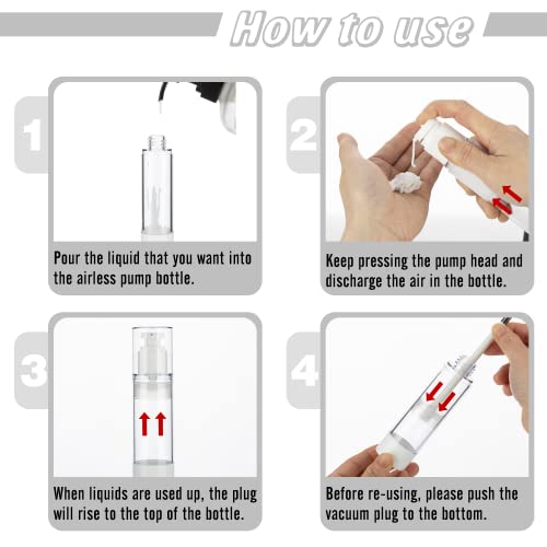 0.5OZ/15ML Clear Airless Pump Bottles, Lotion Dispenser Travel with Pump, Vacuum Plastic Travel Size Lotion Bottle for Foundation, Creams, Cosmetic(3 Pack)