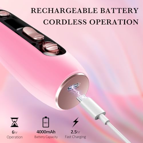 ENGERWALL Professional Manicure Pedicure Kit, Electric Nail File Set, Portable Cordless Electric Nail Drill Machine, 10 Speeds Nail Care Tool for Grind Trim Polish, Pink