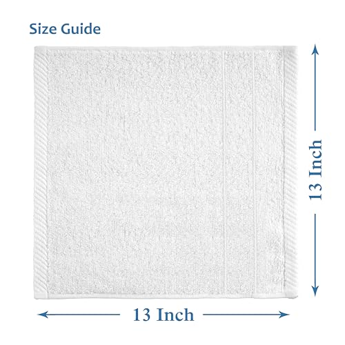 Casa Platino 100% Cotton Washcloths 6 Pack - Spa & Salon Quality Face Towels - Ring Spun, Soft & Absorbent Wash Cloth Rags for Body, Beauty, Home, Gym - Fingertip Towels - 13"x13", White Washcloths