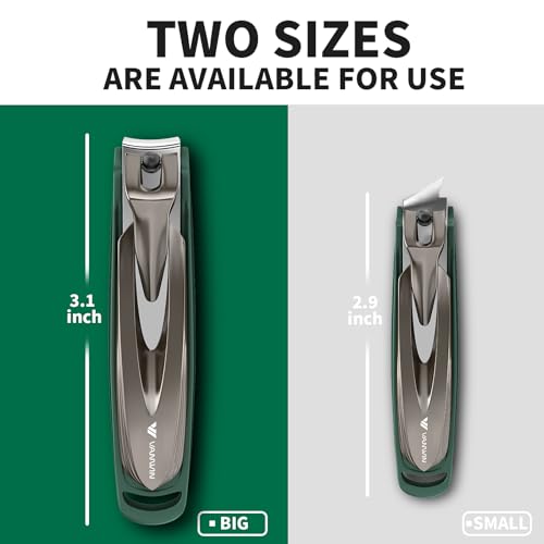 Nail Clippers with Catcher, 2-Pack Slanted & Curved Nail Clippers for Ingrown Toenails and Fingernails, Anti-Splash Nail Cutter for Men, Women, Seniors, Heavy-Duty Finger Nail Clippers Adult