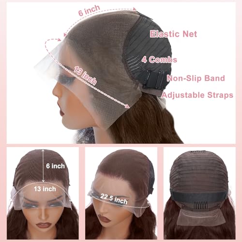 200 Density Chocolate Brown Lace Front Wig Human Hair 22 Inch 13x6 Hd Transparent Body Wave Lace Front Brown Wigs Human Hair Wigs for Women
