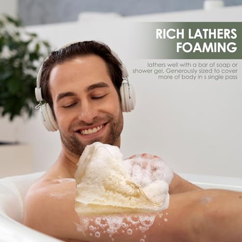 3PCS Egyptian Natural Loofah Exfoliating Body Scrubber, Natural Real Egyptian Loofah Sponge Bath & Shower Scrub exfoliating loofah for Women and Men, Luffa Sponges for Face, Back & Body