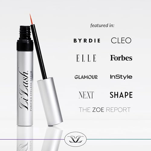LiLash Purified Eyelash Serum to Grow Longer & Fuller-Looking Lashes - Eyelash Growth Enhancer, Safe for Use with Contacts, Lash Extensions, Sensitive Eyes - Vegan & Cruelty-free (2mL, 90-Day Supply)