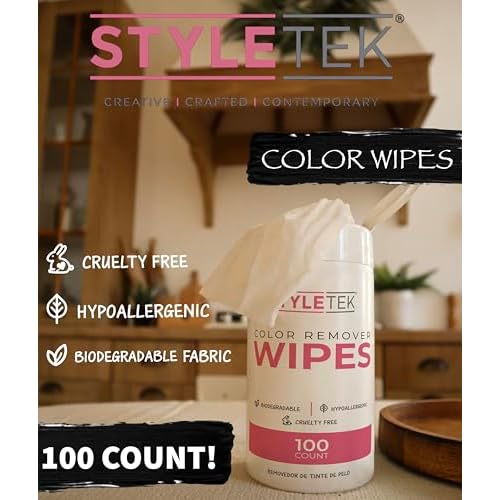 COLOR REMOVER WIPES, 100 PER CANNISTER, HAIR DYE REMOVER, SENSITIVE AND NON-IRRITATING, BIODEGRADABLE FABRIC