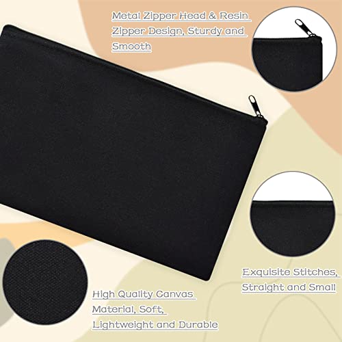 ZeeDix Canvas Pouch- Multi-purpose Cosmetic Bag with Zipper, DIY Craft Canvas Zipper Pouch Blank Makeup Bags Bulk Travel Toiletry Bag for Storage (8.3 x 5 inches)