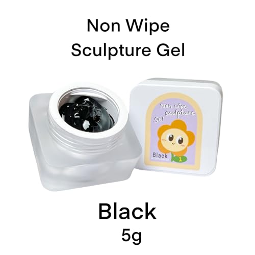 Nail Gel polish sculpture gel 5g black in colour clear stroke non wipe chrome applicable DIY at home embossed painting gel Nail solons mini 3D designs (Black, 5g)