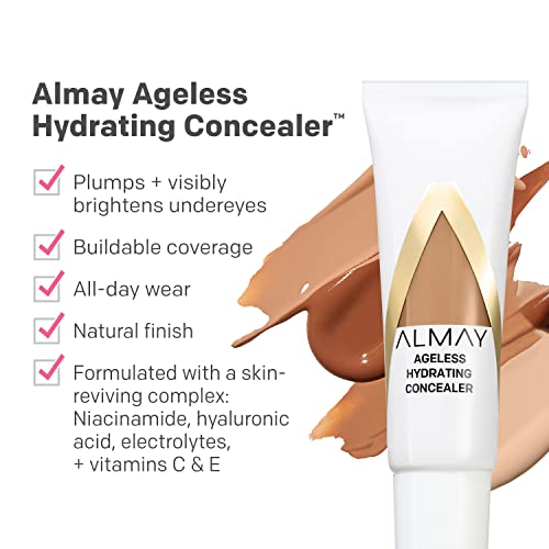 Almay Anti-Aging Concealer, Face Makeup with Hyaluronic Acid, Niacinamide, Vitamin C & E, Hypoallergenic-Fragrance Free, 010 Light, 0.37 Fl Oz (Pack of 1)