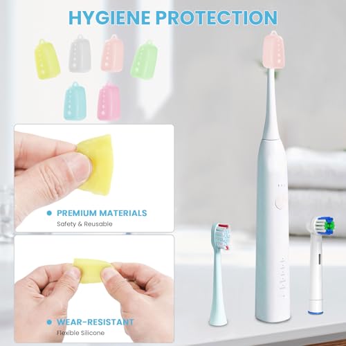 6 Packs Silicone Toothbrush Covers, Tooth Brush Cover Cap for Electric & Manual Toothbrushes, Toothbrush Travel Essentials