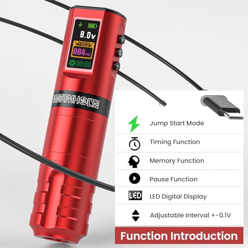Wormhole Professional Wireless Tattoo Kit with 1800mAh Battery, Complete Set Including Tattoo Needles, Ink, and Everything Needed for Beginners - WTK284