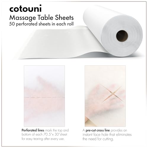 70.5" x 30" Sheets - 1 Roll - 50 Perforated Sheets - face Hole - Non-Woven Paper Exam Table Cover - 30GSM - Disposable Massage Table Sheets - Facial/lash Bed/spa - Latex-Free Recyclable
