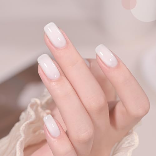 GAOY Sheer Light Pink Gel Nail Polish, 16ml 2 Colors 1352 1482 Jelly Milky White Translucent Soak Off UV Gel Polish Set for Nail Art DIY Manicure at Home, Milky Pink