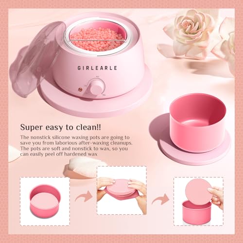 Waxing Kit for Women and Men, GIRLEARLE Wax Warmer Hair Removal at Home with Beads, Multiple Formulas Target Different Types of Sensitive Skin Body, Brazilian Bikini, Eyebrow, Facial