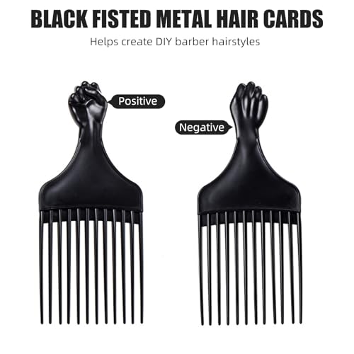 Soft 'N Style Plastic Hair Pick Combs for Women and Men - 3 Pack Black Detangling Combs for Afro, Curly Hair Braiding and Styling