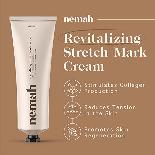Nemah - Stretch Mark Cream for Pregnancy - Pregnancy Stretch Mark Prevention & Reduction, Postpartum Stretch Mark Cream with Vanistryl, Shea Butter, & Macadamia Oil - Vegan & Cruelty-Free - 3.5 oz.