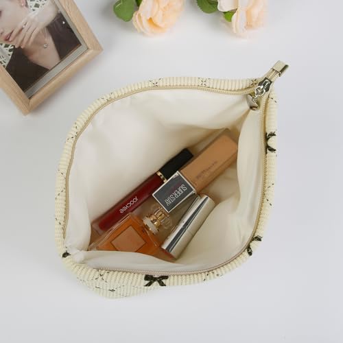 Bows Cosmetic Bags for Women, Cute Bow Makeup Bag Coquette Aesthetic Purse Travel Makeup Bag Small Cosmetic Bag for Purse