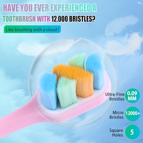 6-Pack Extra Soft Toothbrushes for Sensitive Teeth & Receding Gums - Dentist-Designed Tapered Bristles for Gentle Plaque Removal - Individually Wrapped Toothbrushes