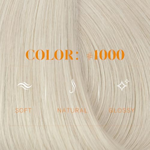 Easyouth 24In Sew in Hair Extensions Real Human Hair Blonde Weft Hair Extensions White Blonde Human Hair Extension Sew in White Hair Weft Extension Add Length and Volume 100G