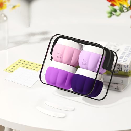 Redfly Travel Containers for Toiletries, TSA Approved Travel Size Containers, Silicone Jars for Creams, Leak-proof Essentials with Lid for Cosmetic