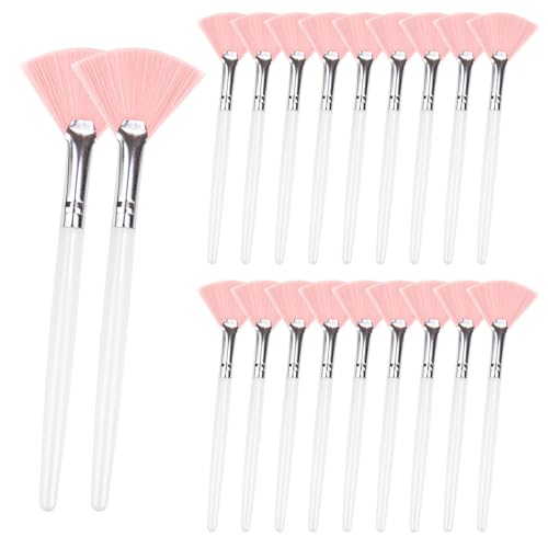 20 Pieces Fan Brushes Facial Applicator Brush Soft Makeup Mask Acid Applicator Brush Esthetician Cosmetic Brush for Mud Cream, Makeup Peel (Pink)