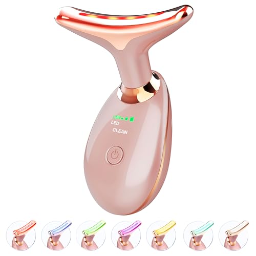 Light Based Face-Neck-Massager - 7 Color Portable Facial Massager for Skin Care, Rose Gold