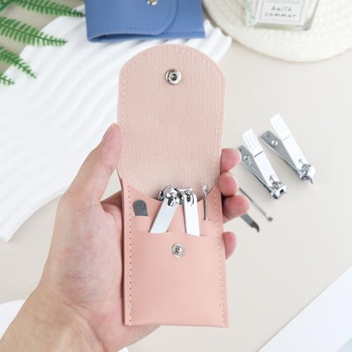 200 Sets Finger Nail Clipper Set Bulk,4 in 1 Adult Stainless Steel Travel Manicure Kit with Case Individually Wrapped Nail Clippers Bulk for Homeless,Hotel,Charity(2 Colors)