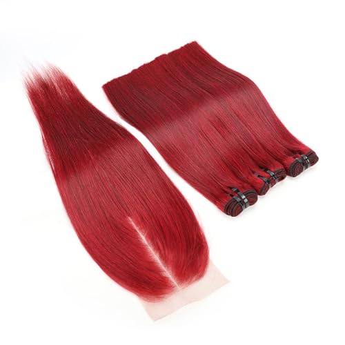 99j Bone Straight Vietnam Virgin Human Hair 3 Bundles with Kim K 2 * 6 Closure, Best Raw Hair 15A Hair Extension Burgundy, 100% Unprocessed Premium Raw Hair for Black Women (12''12''12'' + 10'')