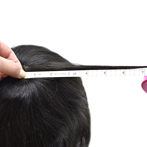 Mens Toupee Human Hair Pieces 8X10 inches Full Poly Injected PU Hair Replacement System Wig for Men FACE MIRACLE (8"¡¿10", #1B Off Black-120% Medium Light to Medium Density)