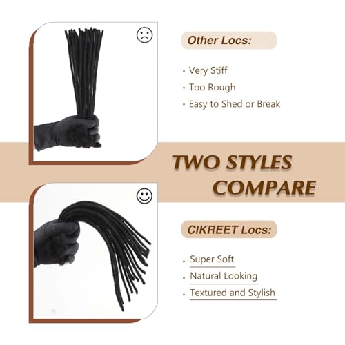 Loc Extensions Human Hair Dreads Extensions for Men Women Dreadlock Extensions Real Human Hair Locs Extension Natural Black Full Handmade Permanent Locs Hair Extensions (0.4cm 1B 8 Inch 100 Strands)