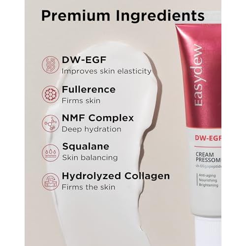 EASYDEW DW-EGF Peptide Pressome RX Cream - Korean Anti Aging Face Moisturizer for Firmness & Elasticity with EGF, Ceramide, Hyaluronic Acid - Soften & Reduce the Appearance of Wrinkles, 1.01oz. 3 Pack