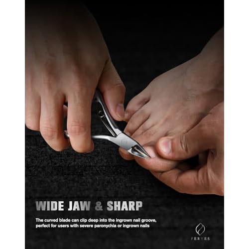 FERYES Toe Nail Clippers for Thick & Ingrown Toenails - Stainless Steel Thick Toenail Clippers for Seniors, Precision Grip Fingernail Clippers for Effortless Trimming - Silver