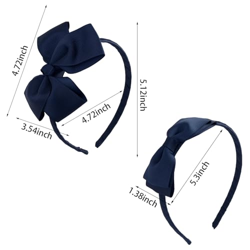 Girl Navy Hair Bow Accessories 14 Pieces Uniform Hair Bows Hair Clips Headband for School Toddler Girls