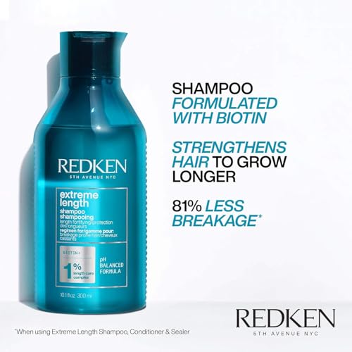 Redken Extreme Length Biotin Shampoo For Longer Hair ? Promotes Healthy Hair Growth, Strengthens Damaged Hair, Prevents Hair Breakage, Infused With Biotin ?