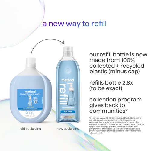 Method Foaming Hand Soap Refill, Sea Minerals, Recyclable Bottle, Biodegradable Formula, 28 oz, (Pack of 1) (Packaging May Vary)