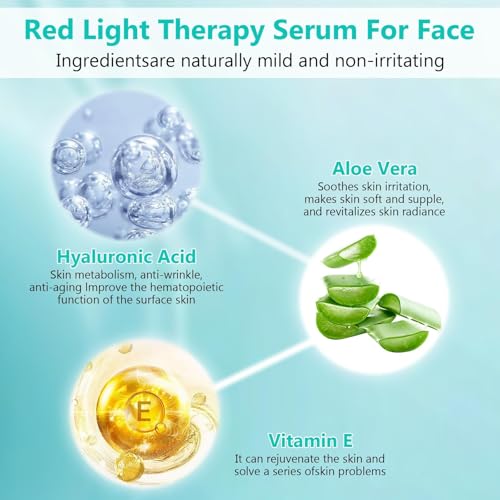 Red Light Therapy Activation Serum, Red Light Therapy Serums for Face and Neck, Hydrating Serum for Face, Facial Serums Anti Aging and Reduce Wrinkles, Pure Formula Facial Serum for Women, 1OZ