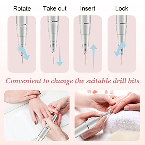 Electric Nail Drill, DELIFO Portable Nail Drill Professional 35000 RPM Nail File Machine Rechargeable Pedicure Acrylic Nails Polishing Tools with Bits LED Display for Home Salon Manicure