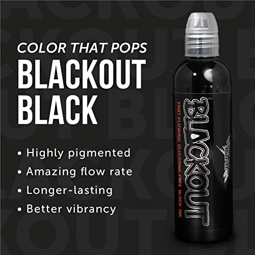World Famous Tattoo Ink - Blackout Black, Ultra-Thin Black Tattoo Ink for Lining, Shading & Portrait Work - Vegan, Cruelty-Free, Professional-Grade Supplies & Equipment