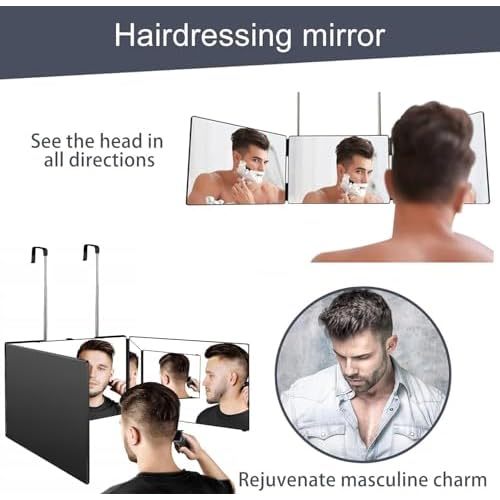 JANMPASK LED 3 Way Mirror Trifold to See Back of Head for Self Hair Cutting Barber Supplies Accessories 360 Makeup Vanity Mirror with Light