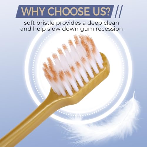 Soft Toothbrushes for Adults, Medium Manual Wider Head Tooth Brush, Good Cleaning Effect for Sensitive Teeth Oral Gum Recession (6 Pack)