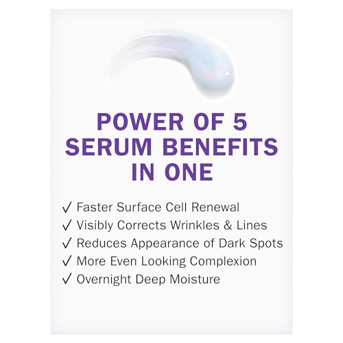 Olay Super Serum Night Repair, Fragrance-Free - Niacinamide, Peptide, Salicylic & Lactic Acid, Glycerin - 5-in-1 Skin Care Benefits - Hydrating, Evens Tone, Reduces Dark Spots, Anti-Aging, 1.0 Oz