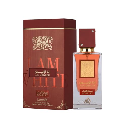 Lattafa Ana Abiyedh Scarlet ? Fruity, Floral, Spicy, Sweet ? Eau de Parfum Spray Long-Lasting Fragrance for Unisex, 2.0 Ounce / 60 ml