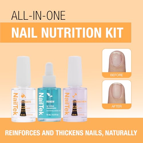 Nail Tek Recovery Kit ? Nail Repair for Damaged Nails, Hydrate, Renew, & Strengthen Nails Treatment, Made in USA, 0.5 fl oz each