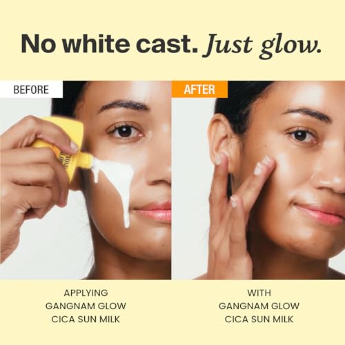 CICA SUN MILK, Moisturizer with SPF 50, Invisible Broad Spectrum Sunscreen for Face, No White Cast, Sun Protection with Cica and Niacinamide, Glow Natural Korean Sunscreen 1.69 fl.oz