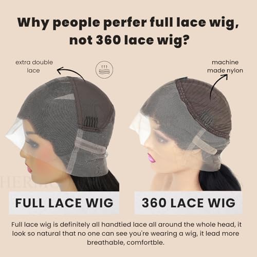 Full Lace Human Hair Wigs Body Wave HD Transparent Lace Handmade Whole Lace Wig Pre Plucked With Baby Hair Invisible Knots 100% Brazilian Remy Virgin Hair 180% Density 12 Inch Natural Black