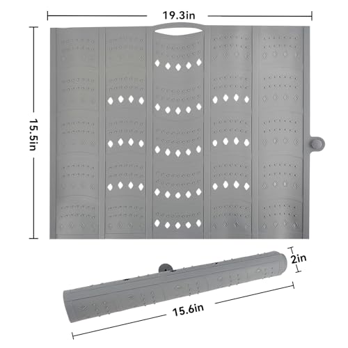 BRIAN & DANY Makeup Mat for Sink, Bathroom Sink Cover for Counter Space, Foldable Silicone Sink Mat Organizer Countertop RV Space Saver, Gray, 19.3" x 15.5"